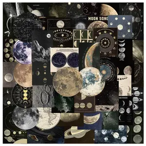 Vintage Astronomy Series Space Sticker, Retro Moon & Planet Pattern Decorative Sticker, DIY Decals for Water Bottle, Laptop, Phone Case, Devices