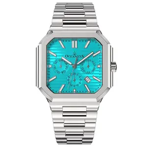 Oceaneva Tenuis Thin Japan Automatic Miyota 26 Jewel Calendar Watch - Teal Dial