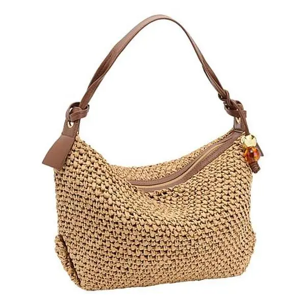 Wildflower Denver Straw Hobo Bag with Bag Charm Dangle