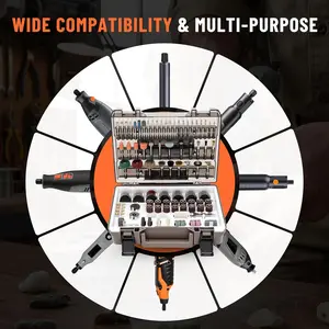 Rotary Tool Accessories Kit Universal Drill Bit Tool Set Fits Rotary Tool 1/8" Shanks for Easy Cutting, Sanding, Polishing, Carving, Grinding, Sharpening, Drilling, Engraving