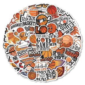 50pcs Basketball Sports Trendy Fun Stickers Pack, Waterproof Streetball & Hoop Fan Decals for Laptop, Water Bottle, Journal & Scrapbook, Basketball Lover Gift