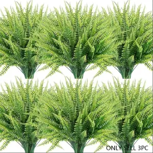 Realistic Plant Decor, Fake Boston Fern Leaf Outdoor UV Resistant Plastic Garden Decoration, Outdoor Faux Plants, Durable Window Box Ornament, Artificial Ferns, Faux Greenery Plants