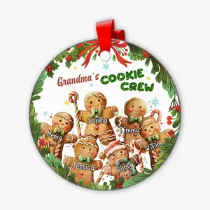Personalized Grandma's Cookies Christmas Wooden Circle Ornament sublimation ornaments