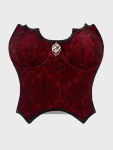 Women's Halloween Spider Web Halter Top, Gothic European Style, Colorblock Bat Gem Pendant, Perfect for Parties and
