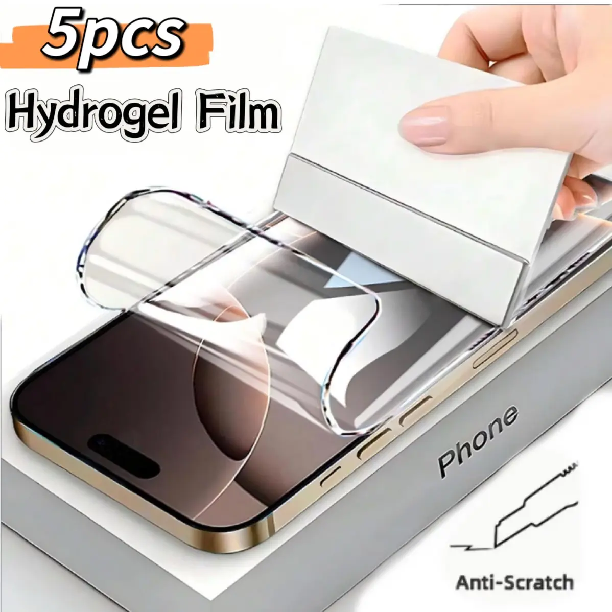 5pcs HD Hydrogel Film For iPhone 17/16/15/14/13/12/11/Plus/X/XS/XR/XS Max/17 Pro Max/16 Pro Max/15 Pro Max/Mini, Cellphone Accessories, Soft Protective Screen Protector, Dynamic Island Compatible, Anti-Scratch, Anti-Fingerprint, Full Coverage, [Not Glass]