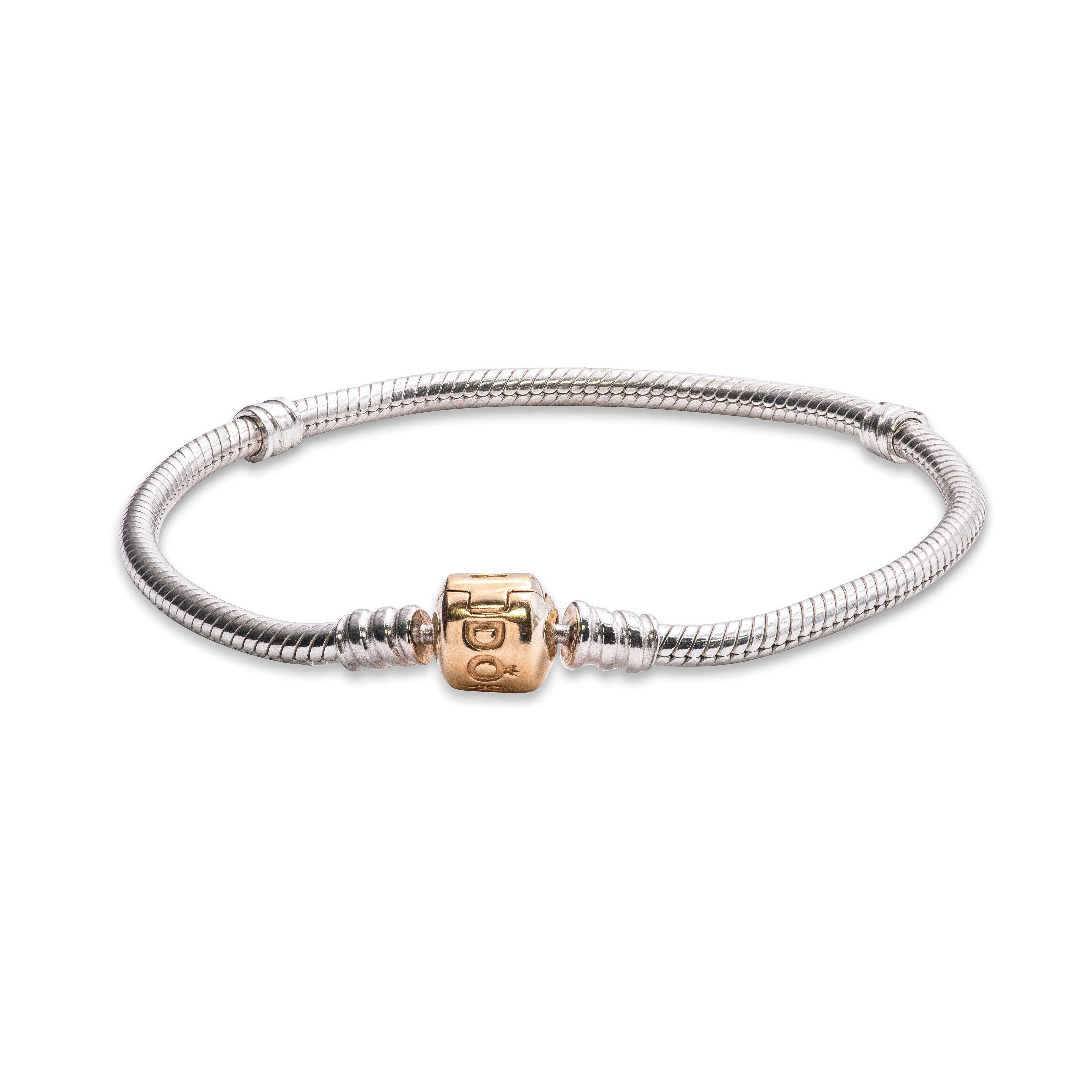 PANDORA Silver Charm Bracelet With 14K Gold Clasp 590702HG-17