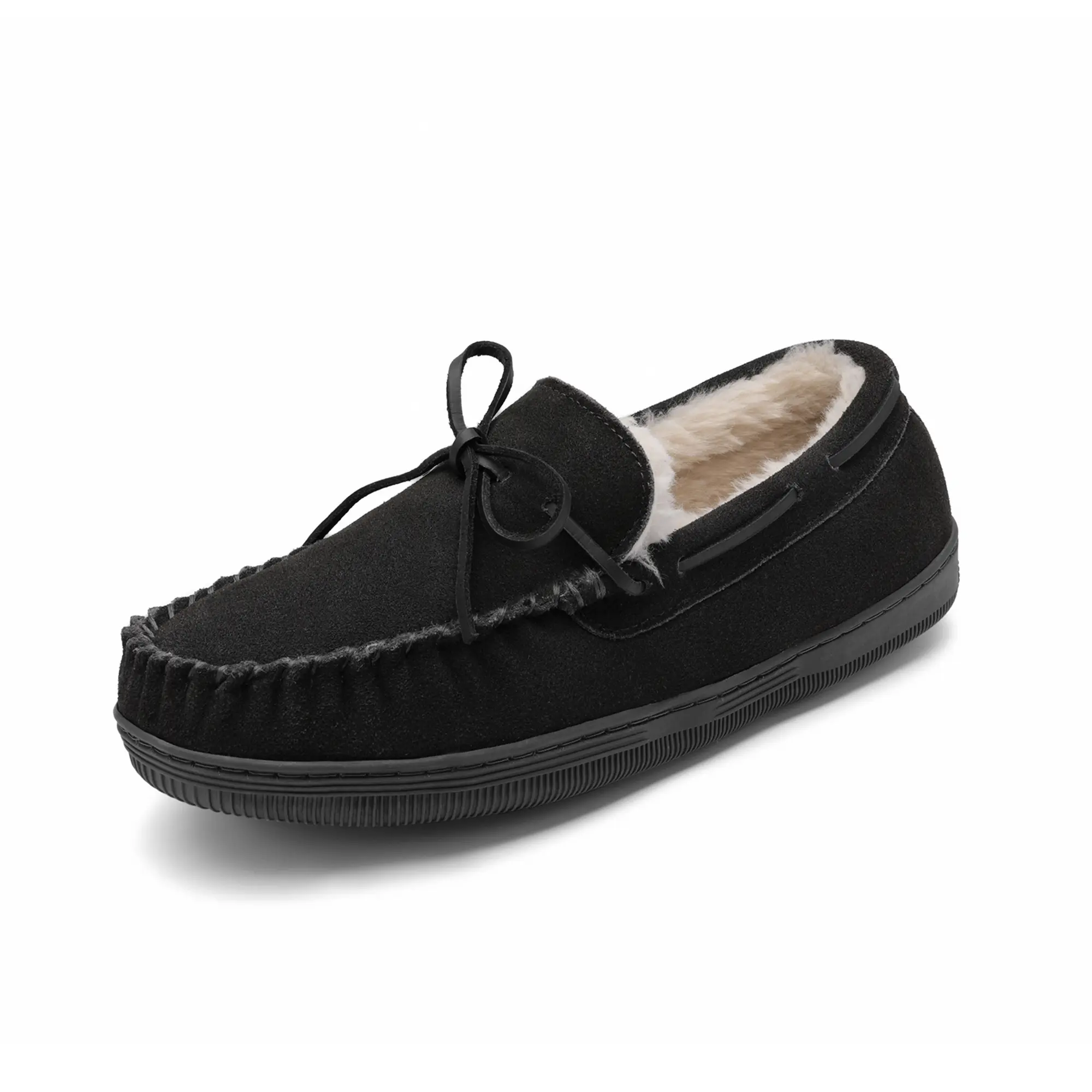 Dream Pairs Men's Suede Moccasin Slippers, Casual Classic Slip On Footwear with Soft Fleece Lining and Anti-Slip Sole