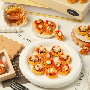 Breakfast Waffle with Wipping Cream Cherry Food Charm - 10pcs , Realistic Design, Perfect for Breakfast Collectors