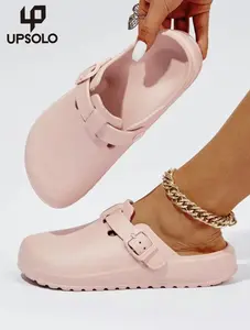 2026 Women's Solid Color Adjustable Buckle Clogs, Casual Comfortable Slippers, Breathable Soft Non-Slip for Indoor & Outdoor, Nurse Work Shoes Garden Slides