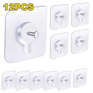 Adhesive Hooks for Wall(13lb Max), Wall Hangers Without Nails for Photos Frames, Utility Waterproof and Oil Resistant Hooks for Decorations and Bathroom Kitchen Racks -12 Pack