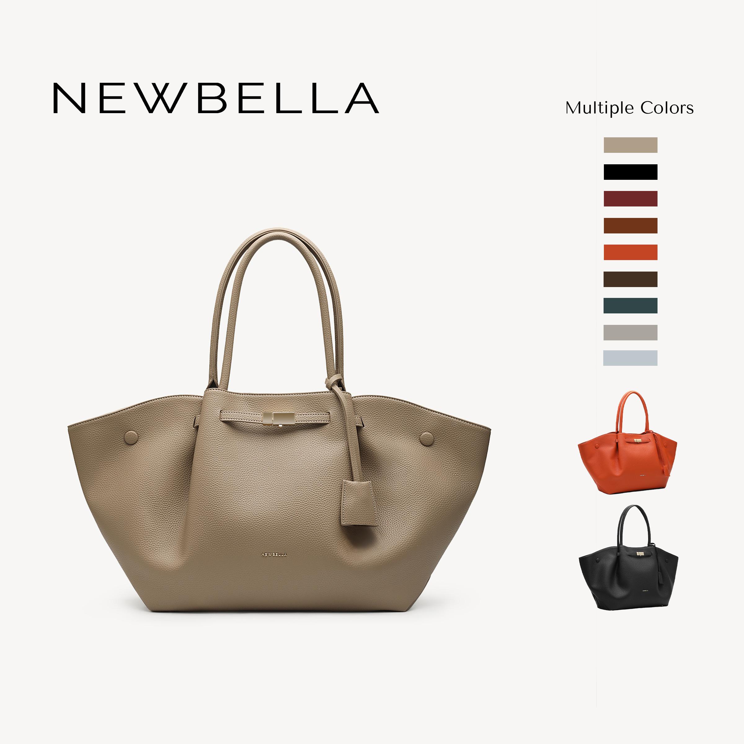 NEWBELLA Marella Collapsible Top Handle Tote Bag - Women's Elegant PU Leather Purse, Detachable Charm, Magnetic Closure, 23.6"x12.6"x5.5"x11", Mothers Day Gift, Mom Gift, Work Bags for Women, Summer Everyday Tote Bags