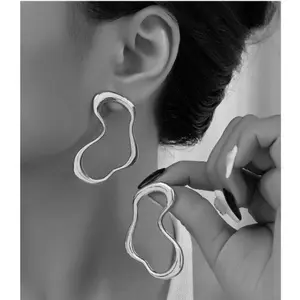 Novelty Earring Structured Stud Earrings - 2 Female Earrings in Metallic Finish