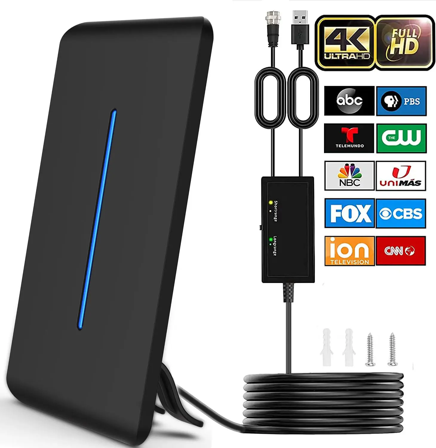 HIDB TV Antenna Digital for Smart TV HD Antena Indoor 4K Digital TV Antenna 360° Signal Amplified Strong Magnetic Base Indoor TV Antenna for Easy Long Range Reception Installation TV Antenna For Local Channels summervibes