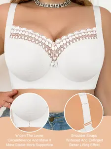 Women's Plus Size Underwire Push-Up Bra - Adjustable Straps, Widened Underband Support, Lace Detailing, Side Bulge Smoothing, Slim Anti-Sag Fit | Valentine's Day Gift, Bridal, Everyday & Special Occasions, Underwear