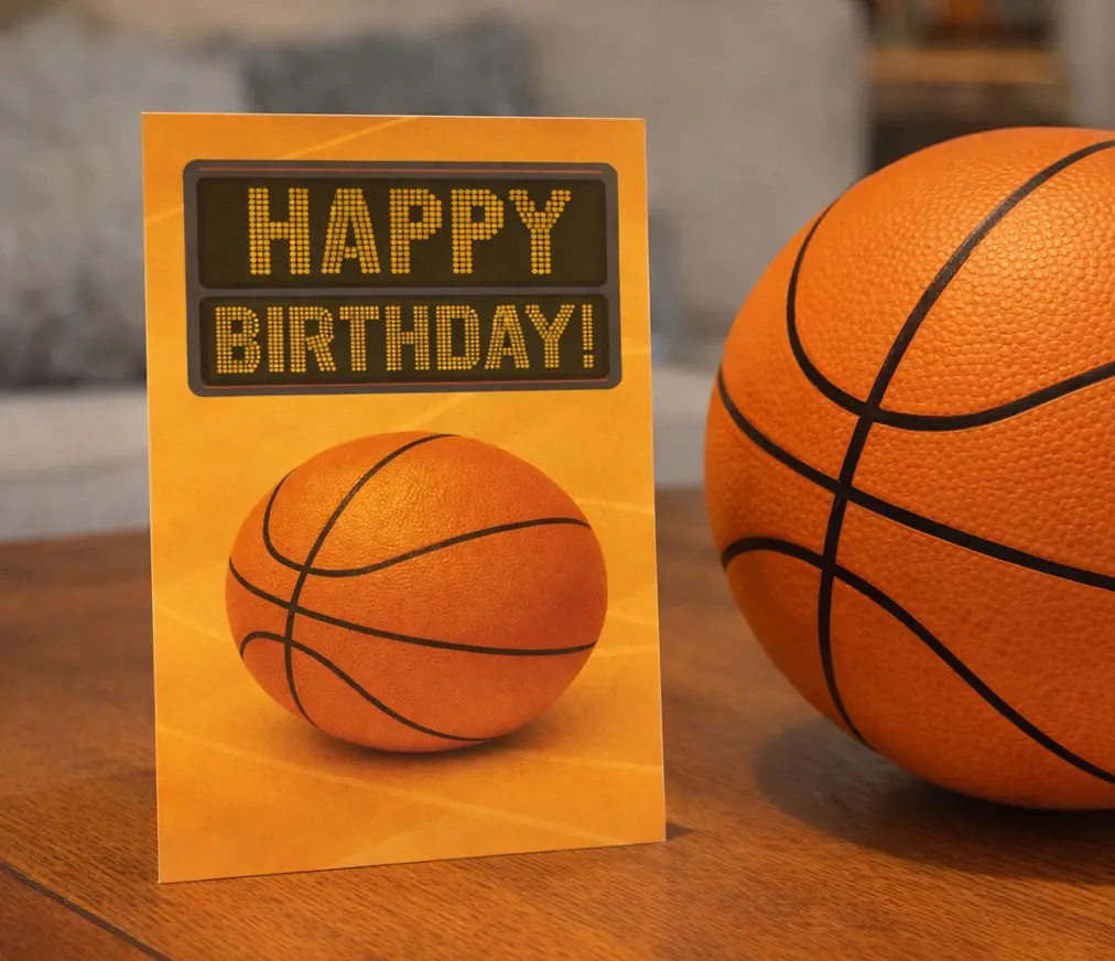 Funny Basketball Birthday Card – Basketball Pun Greeting Card for Players & Fans