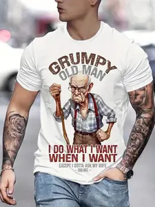 New Summer Round Neck T-Shirt, Casual Short Sleeve Men's Top, Slim Fit, Breathable, Letter Print, Trendy and Versatile