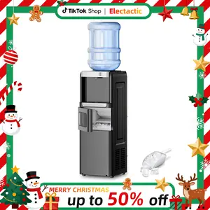 Electactic 3-in-1 Hot and Cold Water Cooler Dispenser with Built-in Ice Maker, for 3 to 5 Gallon Bottle Water Dispenser，with Child Safety Lock，Black