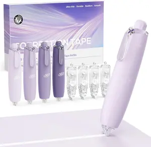 6MM Retractable White Correction Tape, 4 count White Smooth Pull Out Correction Tape with 4 Extra Refills,-Resistant Tape Pen & Quick Drying for  to School & Office Supplies (Purple)