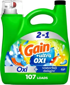 Gain Ultra Oxi Liquid Laundry Detergent 107 Loads 154 Fl oz HE Compatible Waterfall Delight Scent 2-in-1