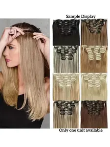{Women'S High Temperature Fiber Hairpieces}6pcs Clip-In Hair Extensions Set, 16 Clips, Synthetic Fiber, Volumizing, Lengthening, Versatile for All OccasionsHairpieces