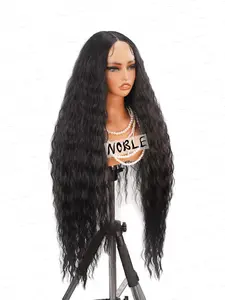 Noble 41 Inch Long Water Wave 13×6×1 Deep Parting Middle Part Lace Wig Synthetic Hair
