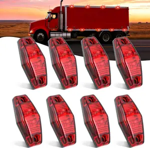 Nilight 2.5 Inch Oval Side Marker Clearance Light 2 LED 8 Pack Red 80LM High Lumen Waterproof Surface Mount 12V Direct Wire for Truck Trailer Boat RV Semi
