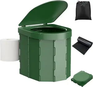 PAHTTO Portable Camping Toilet, Folding Toilet for Adults with Lid and Retractable Toilet Paper Holder,Waterproof Porta Potty with Carry Bag for Camping