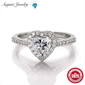 1 Carat 925 Sterling Silver Wedding Party Women’s Jewelry Heart-Shaped Zircon Eternity Promise Ring Birthday Gift, Female, Daily