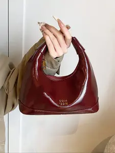 Women's Elegant Solid Color Handbag, Fashionable PU Leather Crossbody Bag Handle, Casual Trendy Versatile High-quality Daily Commuting Bag