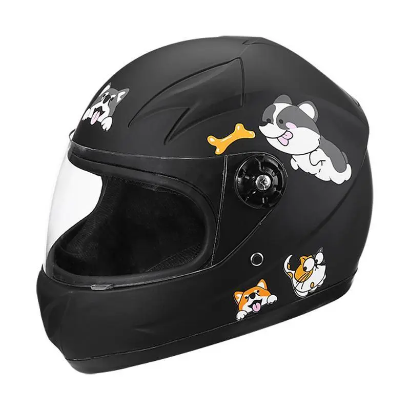 Children's Full-Face Helmet with Cute Cartoon Design, Suitable for Boys and Girls for Motorcycle & Electric Bike Use, All-Seasons 2001 Model