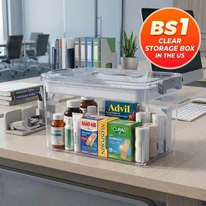 Large Clear Medicine Storage Box with Handle, Portable Pill Organizer Case, Multi-Compartment Household Storage Bin for Medications, First Aid & Daily Essentials, Lightweight & Easy Access #SummerVibes