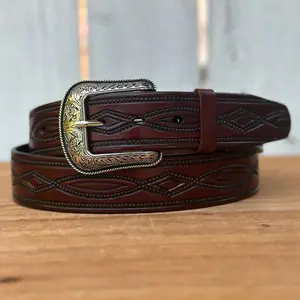 Dark Brown “Diamante” Western-Style Belt Made with Genuine Leather | Made in Mexico
