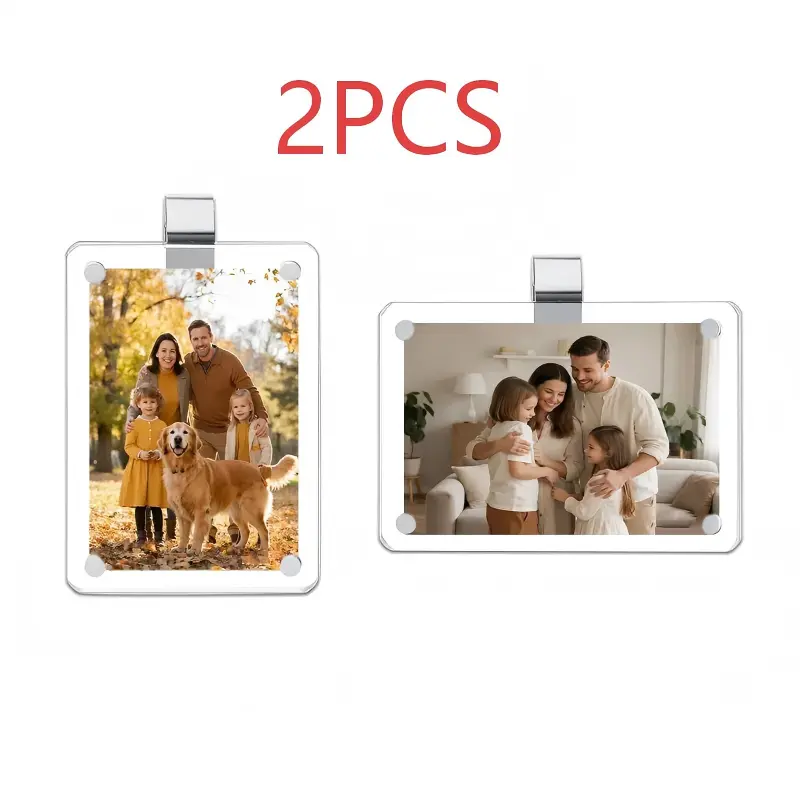 Magnetic Car Sun Visor Picture Holder - 2.36"x3.5" Wallet-Size Clear Acrylic Frame, Fits Polaroid Go & Instax Mini, Stylish Car Interior Accessory, Party Gift for Couples