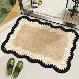 Imitation Hemp Bathroom Mat, Quick-Dry Waterproof Surface with Anti-Slip Bottom, Durable and Easy-to-Clean, Suitable for Bathrooms, Doormats and Bathroom Rugs, Bathroom Drying Doormat, Bathroom Floor Mat