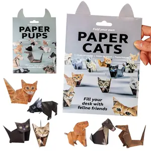 Leven 100 Pcs DIY Origami Paper Kit - 50 Cat & 50 Puppy Origami Papers with Storage Bag, 2 Sizes for Kids & Adults, Includes Instruction Manual & Video Tutorial for Family Craft Activities