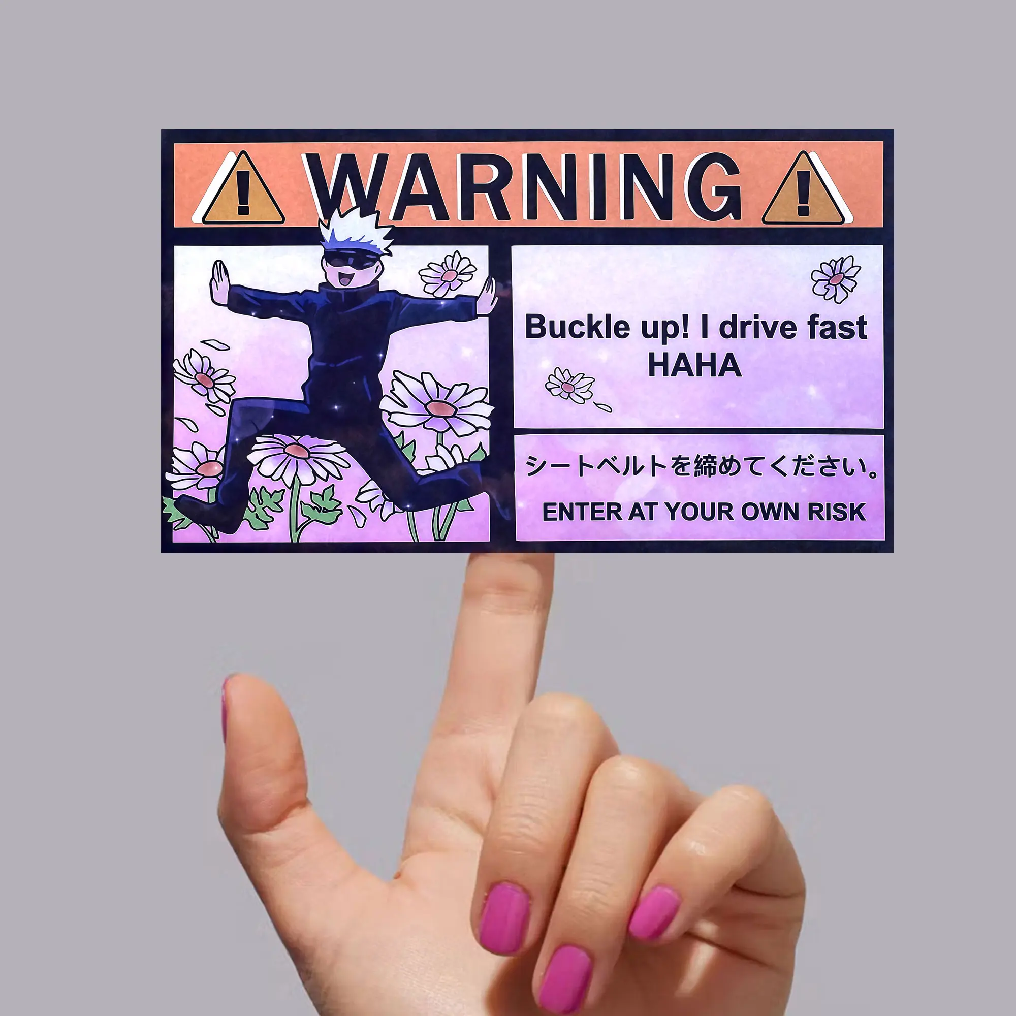 Gojo Funny Warning Vinyl Sticker, Meme Anime Warning Sticker For Car Decor, Decal Gift For Fans