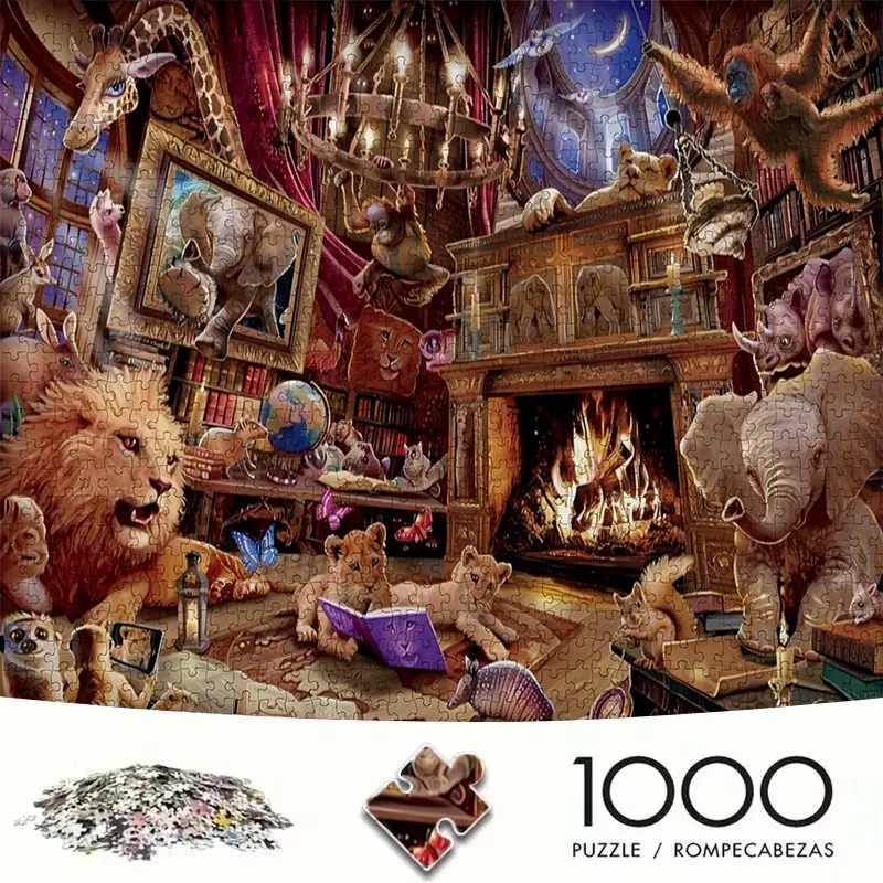 Adult Mini Puzzle Box (1000-Piece), Noah's Fantasy Study, High-Quality Stress-Reducing Family Game, DIY Home Decor, Creative Gift Idea
