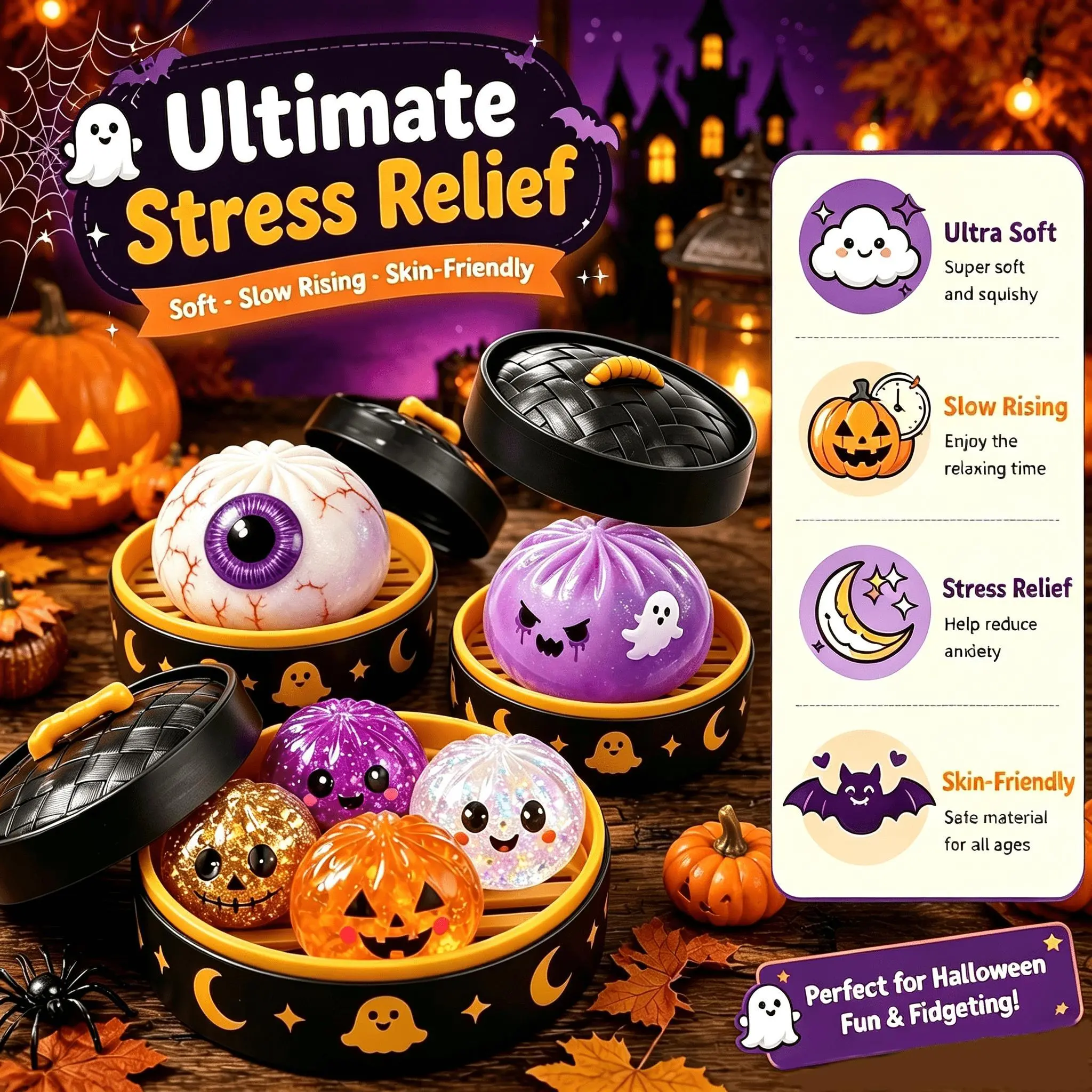 Glitter Ghost Dumpling Squeeze‑Toy Set, Spooky Squishy Fidget Stress‑Relief Toys, Portable Hand‑Held Decompression Toy, Trick‑or‑Treat Bag Fillers, Halloween Party Favors and Holiday Gifts Glitter Ghost Dumpling Squeeze‑Toy Set, Spooky Squishy Fidget Stress‑Relief Toys, Portable Hand‑Held Decompression Toy, Trick‑or‑Treat Bag Fillers, Halloween Party Favors and Holiday Gifts
