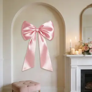 OUTGOODS Elegant Satin Ribbon Bows Wall Decor – Large 40x24 Inch Hanging Coquette Decoration, Set of 2, Girls Bedroom, Baby Shower, Birthday or Nursery, with Internal Stability Layer