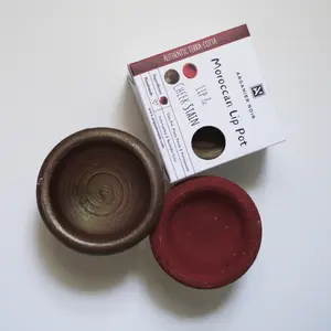 Aker Fassi Moroccan Lip and Cheek Stain set of 2 authentic Moroccan Terracotta pot Red and Brick Color  Moroccan Lipstick