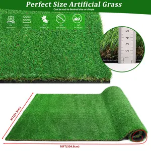 3FTX10FT Outdoor Artificial Grass Runner Rug, Thick Realistic Fake Grass Roll Decor Patio Balcony Garden Lawn, Dog Pets Turf Drain Mat, 1.38" Pile Height