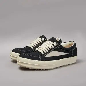 Ricks Shoes Men Twill Canvas Low Top Casual Shoes Women Sneaker Owens Shoe Men Lace Up Black Canvas Shoes Retro Flat Sneakers trendy all-match sneaker new running shoes Footwear Closed Boy Leather Training Trainer(Sheet)
