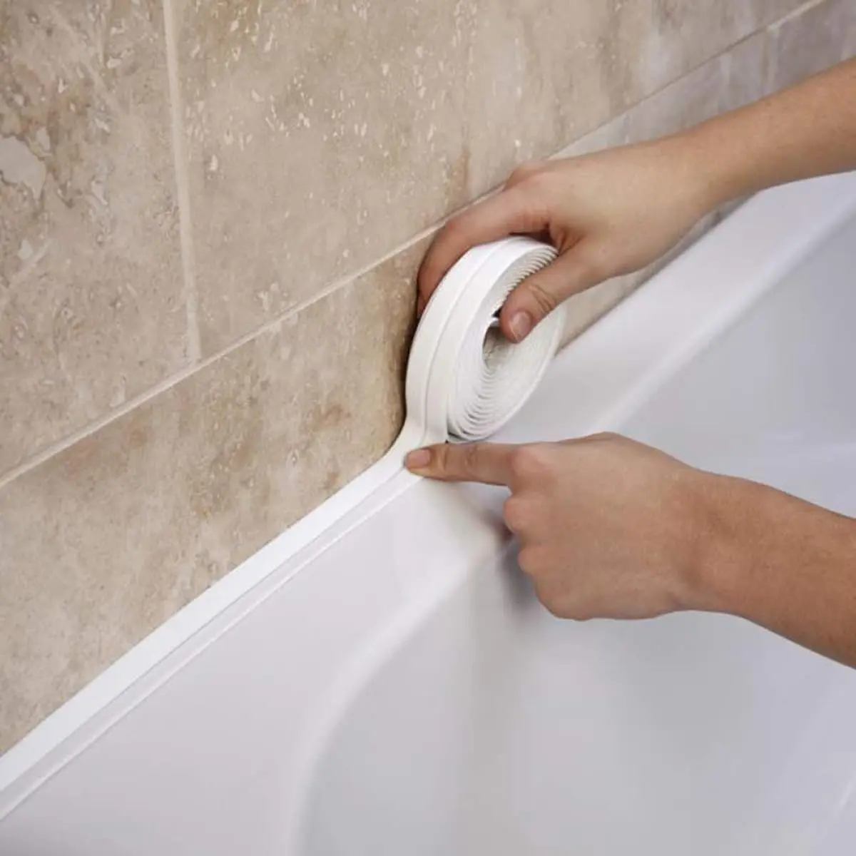 Glueless Adhesive Caulking Sealing Tape (3.8cmx105Ft) - Waterproof PVC Edge Protector with Peel-Off Film, Non Slip Seal for Kitchen Sink, Stove (Tools & Hardware - Adhesives, Tapes & Sealers)