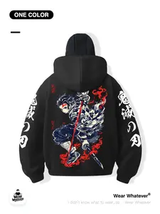 Demon Slayer Tanjiro Graphic Print Hoodie with Drawstring, Casual Loose Hooded Sweatshirt for Home and Outdoor Wear, Breathable Comfortable Leisurewear