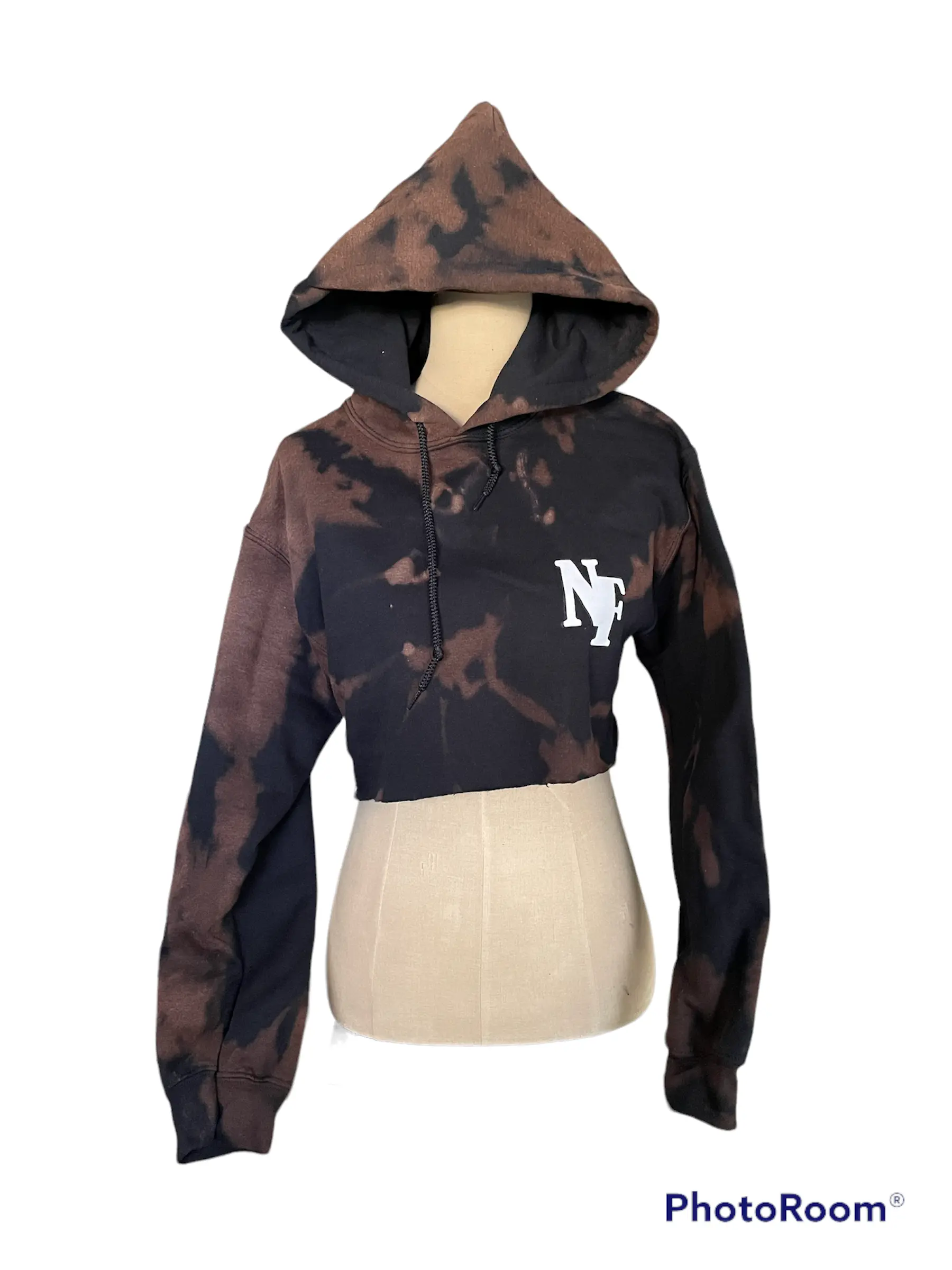 NOT FRIENDLY - Black *BLEACHED DYED* Cropped Hoodie
