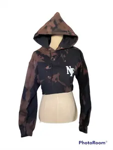 NOT FRIENDLY - Black *BLEACHED DYED* Cropped Hoodie
