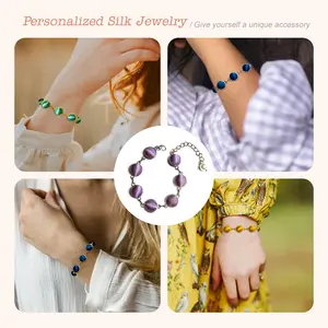 【Summer Gift】-Multicolour silk bracelet in silver – Hypoallergenic silk jewelry dyed with natural plant extracts.
