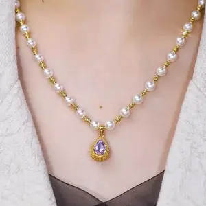 Purple Durian Necklace for Women, 2025 Trendy Luxury Collarbone Chain – Unique Elegant Jewelry Sparkling Zircon Pendant Crystal Accents DZXL3544