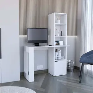 Writing Desk With Bookcase and Cabinet, White