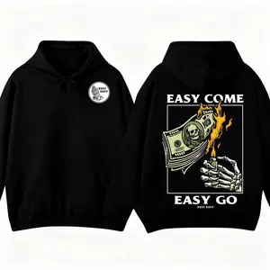 Easy Come Easy Go Skeleton Design Hoodie Sweatshirt T-shirt for Casual Wear Long Sleeve Comfortable Stylish Gift for Men Women Menswear Sweaters